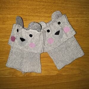 Five Below Grey Bear Animal Boot Sock Cuffs One Size